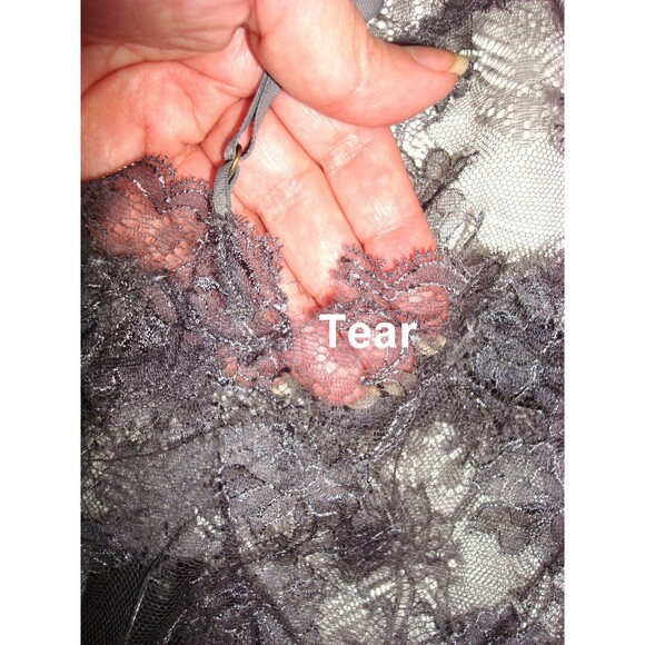 NWT $200 New Designer Josie Natori Night Gown Chemise Lace Gray Sheer Sexy S - Picture 8 of 8